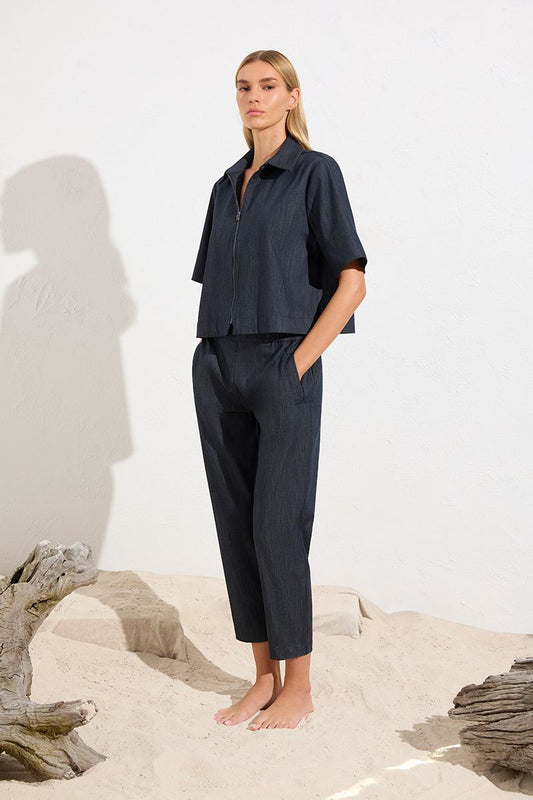 Mela Purdie SS Zip Bomber F415 4158 - Deep Indigo