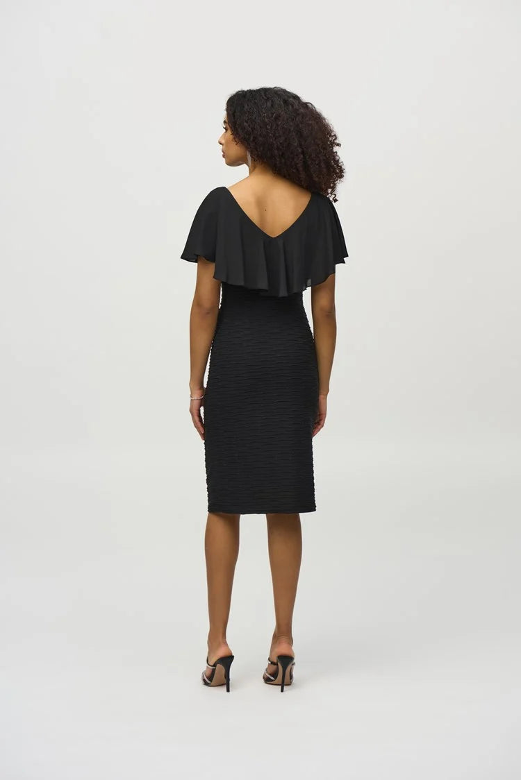 Joseph Ribkoff Lurex Cascade And Chiffon Sheath Dress 244043 - Royal Sapphire