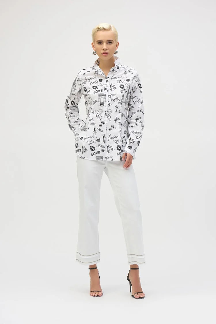 Joseph Ribkoff Woven Conversational Print Fit and Flare Blouse
252929