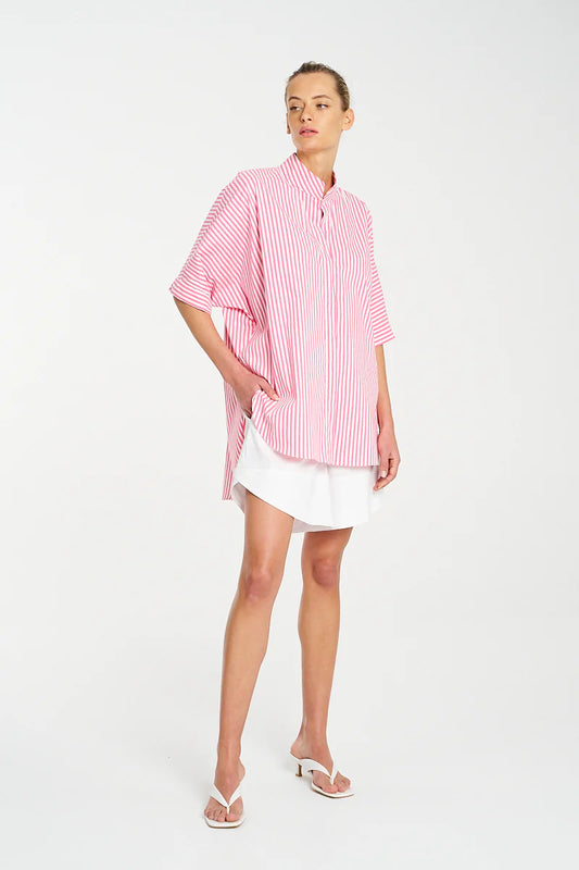 Mela Purdie Villa Overshirt F731 8801 - Hot Pink/White