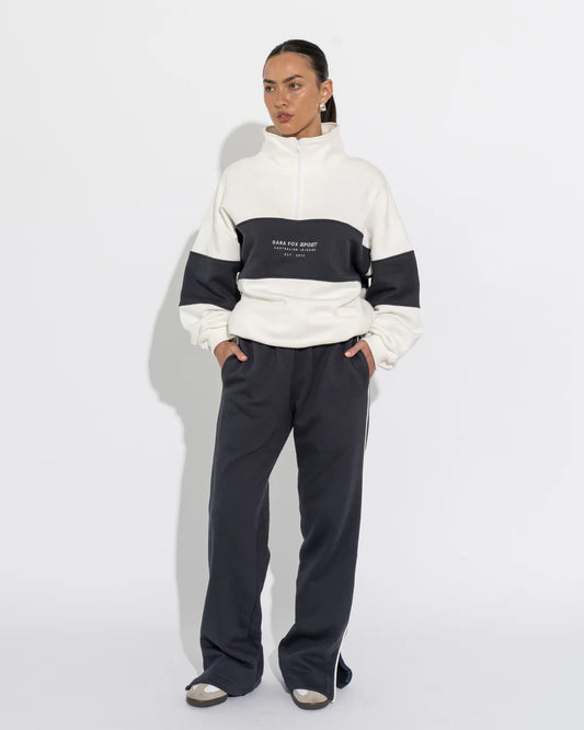 Sara Fox Alpine Quarter Zip Sweater - Chalk/Mariner