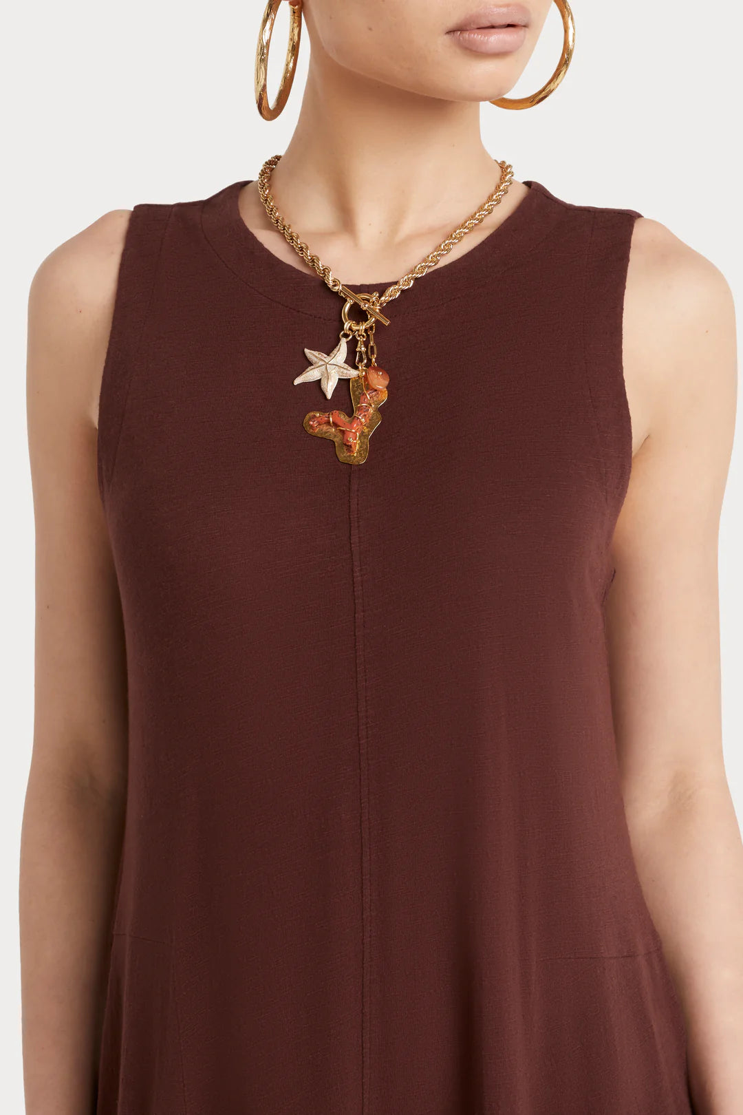 HUSK ELIKA DRESS - CHESTNUT