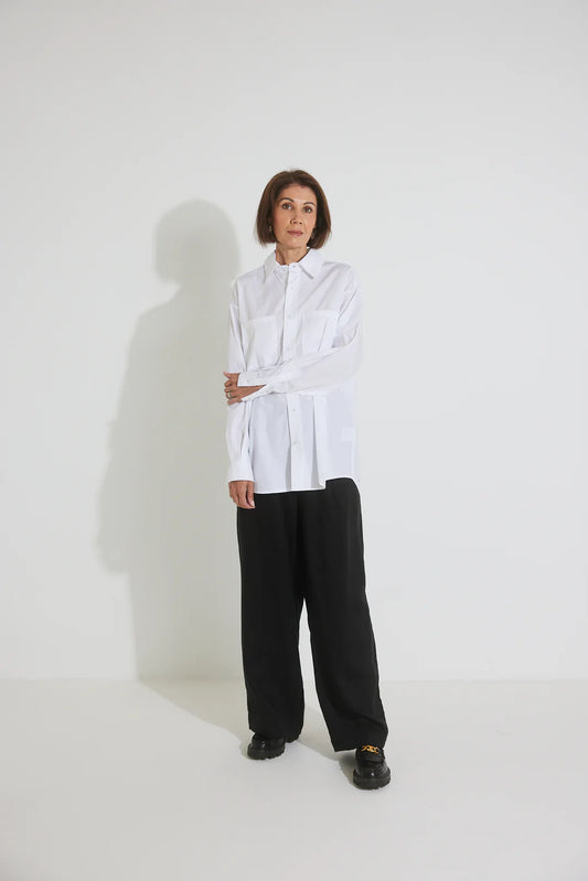 Sara Fox Classic Boyfriend Shirt - White