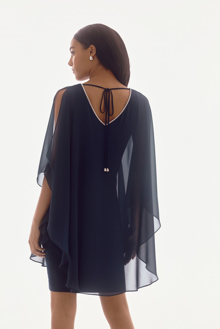 Joseph Ribkoff Signature Chiffon and Silky Knit Layered Dress
251746 Midnight