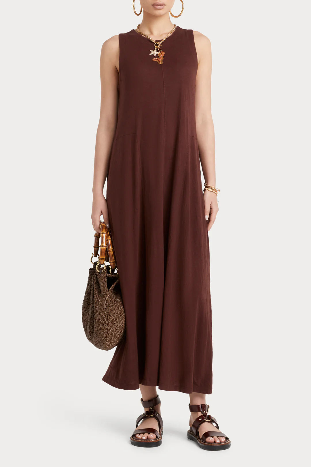 HUSK ELIKA DRESS - CHESTNUT