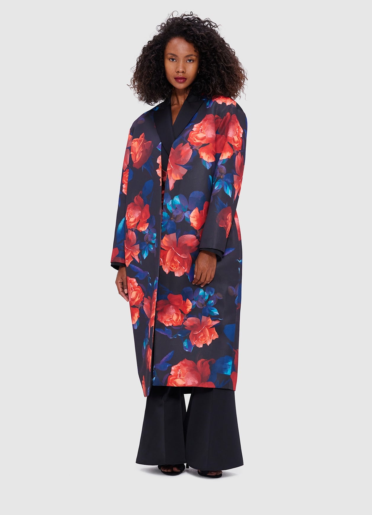 Leo Lin Zina Cocoon Coat - Rose Print