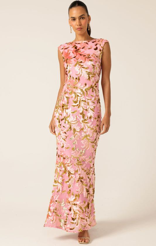 SACHA DRAKE Heavenly Heights Maxi Dress - Pink Gold