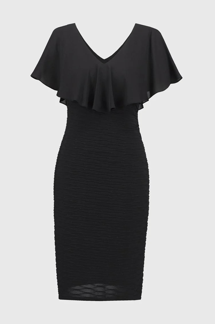 Joseph Ribkoff Lurex Cascade And Chiffon Sheath Dress 244043 - Royal Sapphire