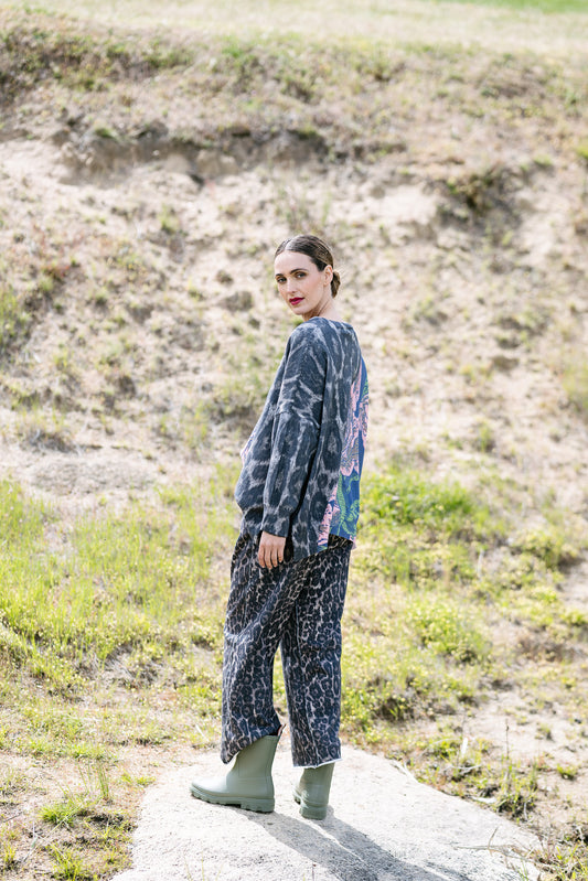 Maud Dainty Gauge Pant - Snow Leopard