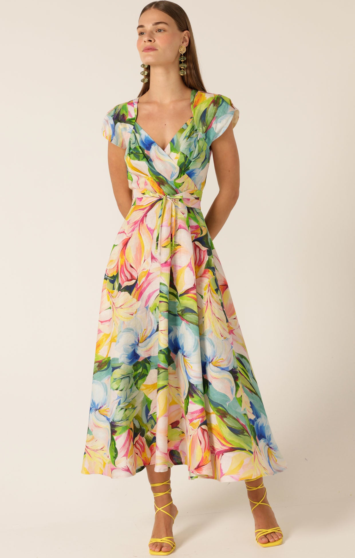 Pre Order SACHA DRAKE Dahlia Midi Dress - Watercolour Floral