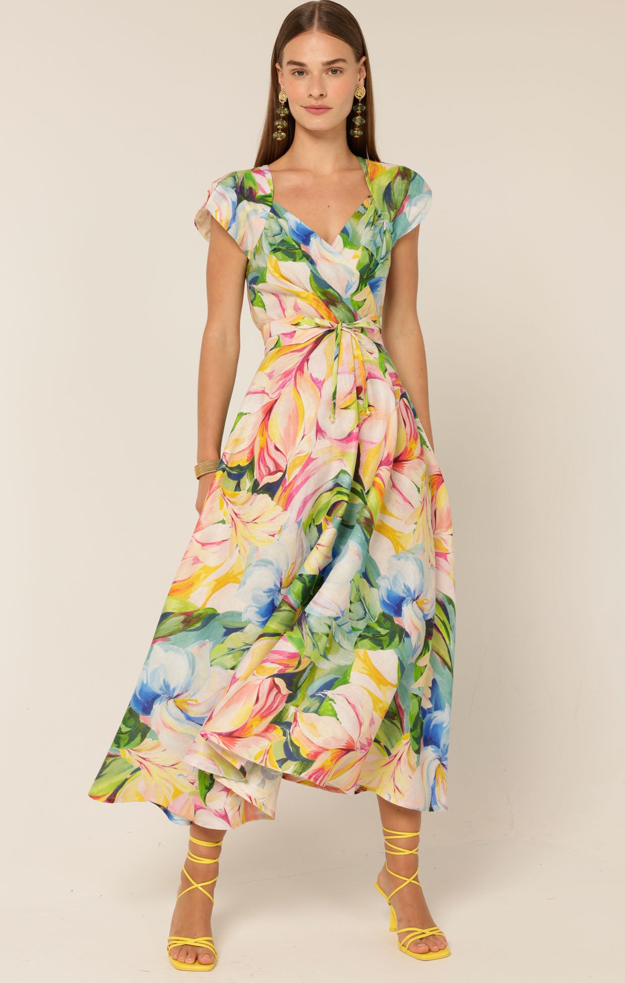 Pre Order SACHA DRAKE Dahlia Midi Dress - Watercolour Floral