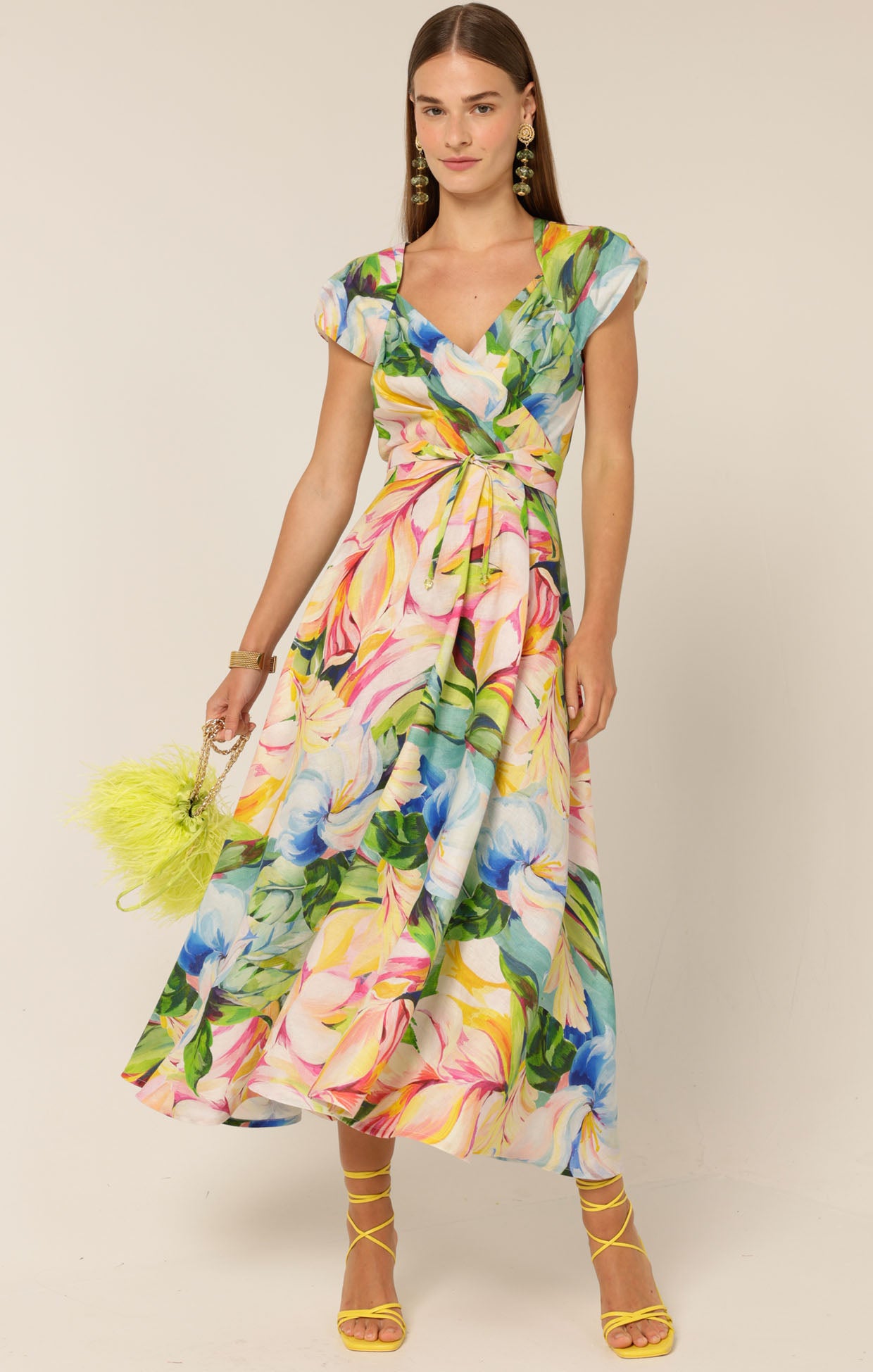 Pre Order SACHA DRAKE Dahlia Midi Dress - Watercolour Floral
