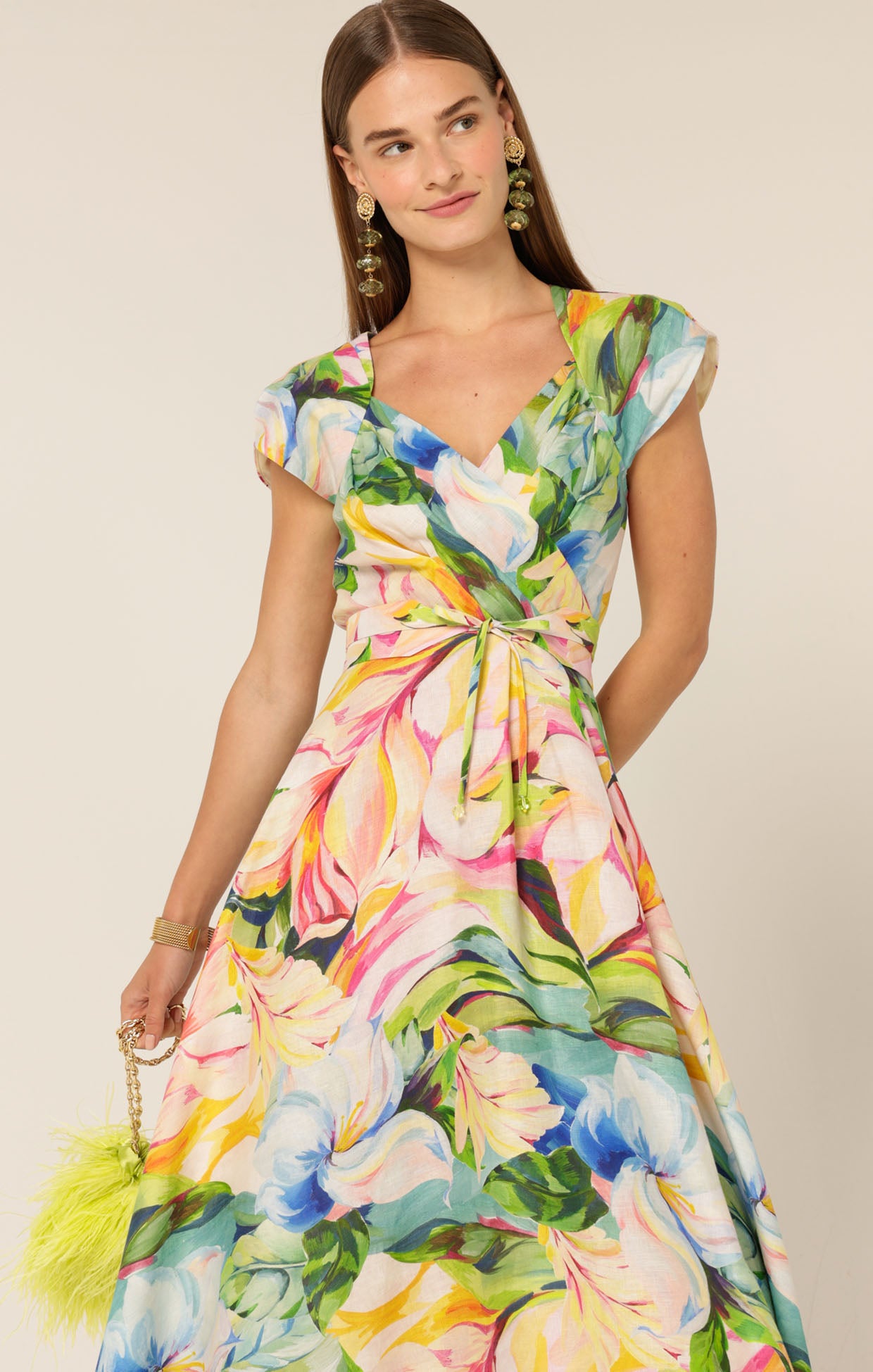 Pre Order SACHA DRAKE Dahlia Midi Dress - Watercolour Floral