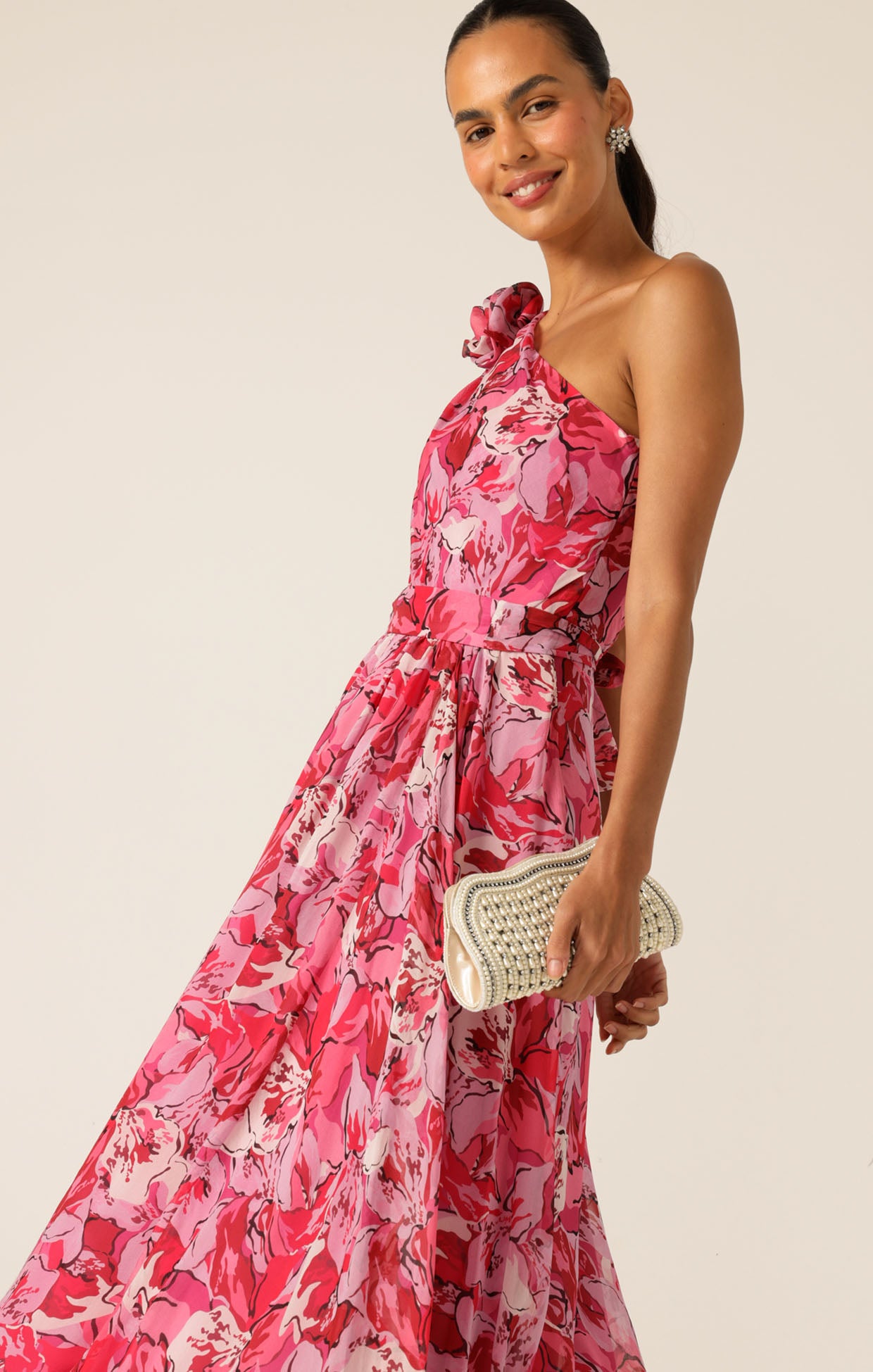 Pre Order SACHA DRAKE High Stakes Maxi - Raspberry/ Mauve Floral