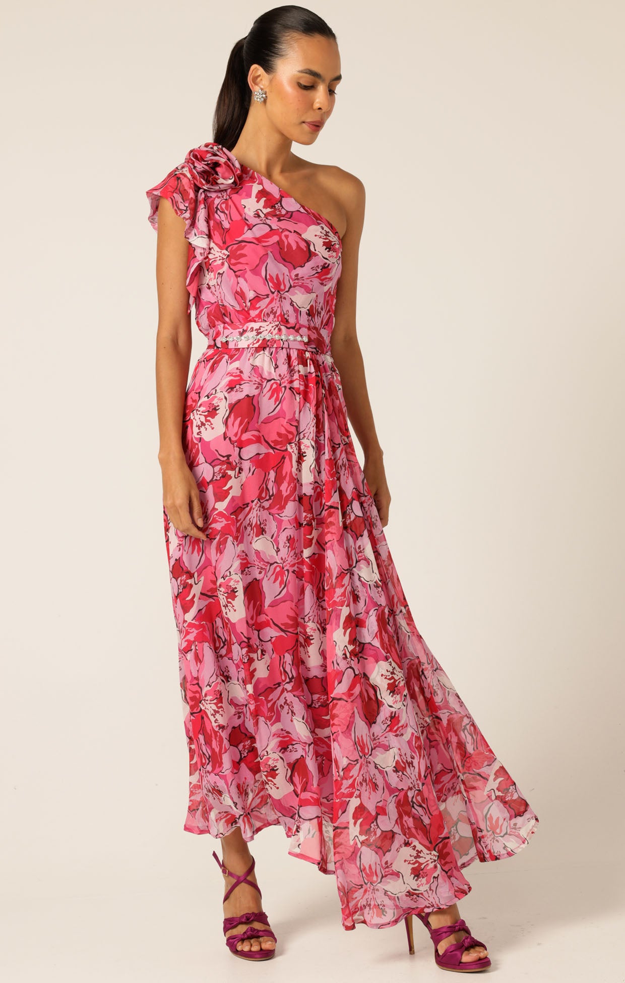 Pre Order SACHA DRAKE High Stakes Maxi - Raspberry/ Mauve Floral