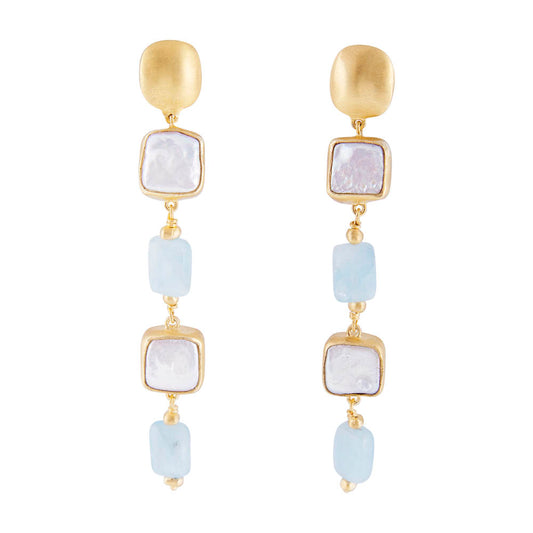 Fairley Pearl Aqua Cocktail Earrings