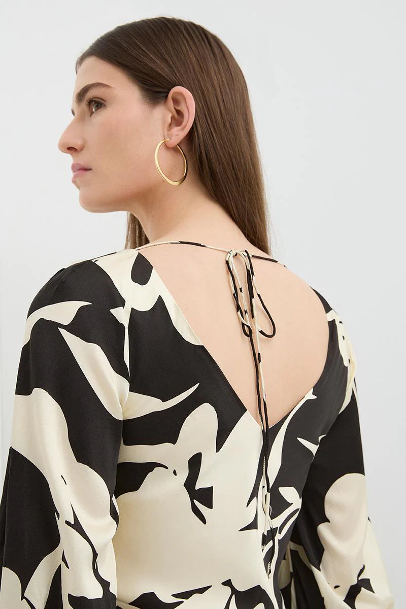 Caravan & Co Vincent V Neck Bias Dress - Floral Black