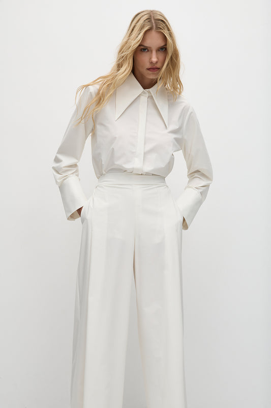 Mela Purdie Peak Collar Shirt F607 8700 - CHALK