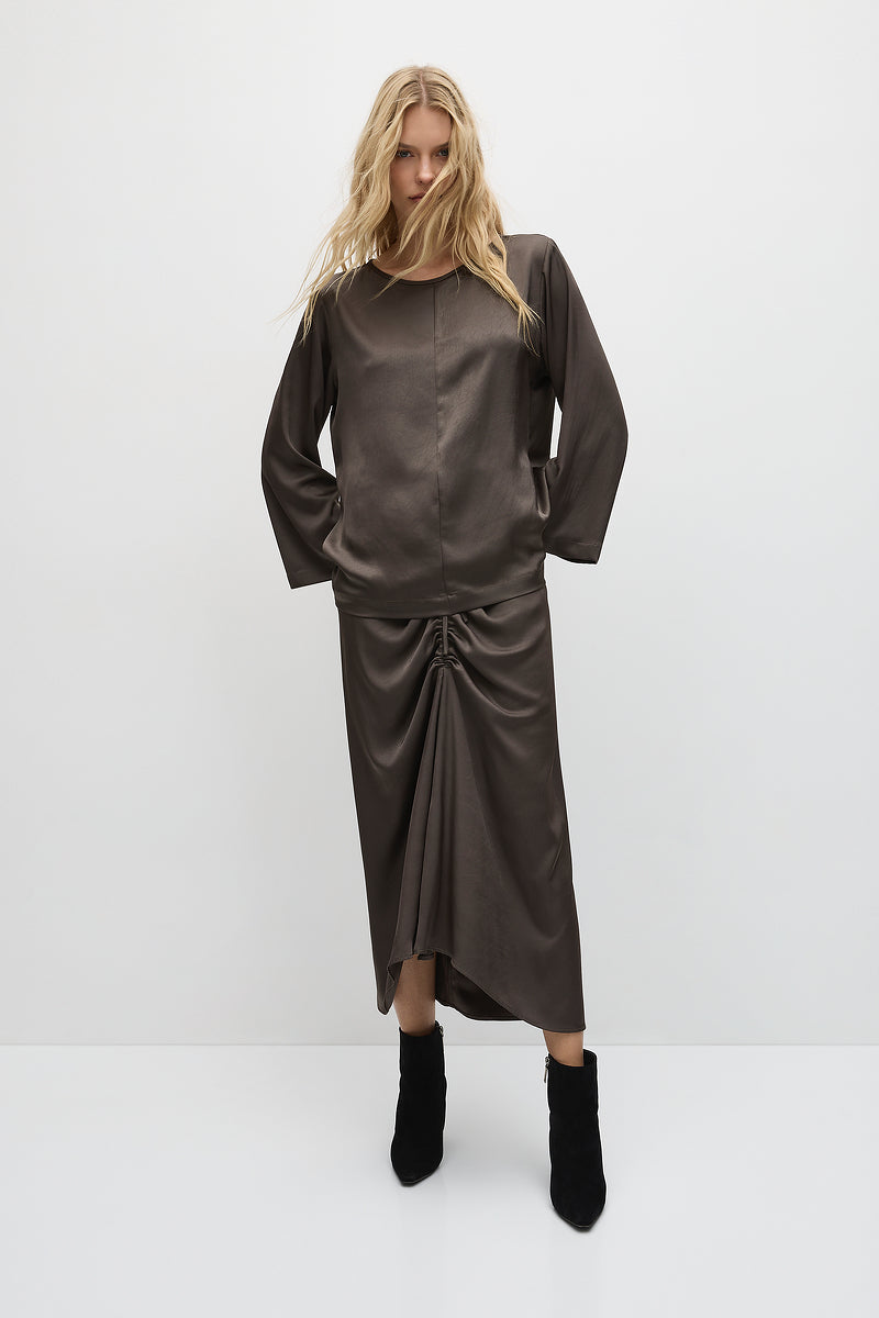 Mela Purdie LS Slice Neck Plaza F608 8702 - LEATHER