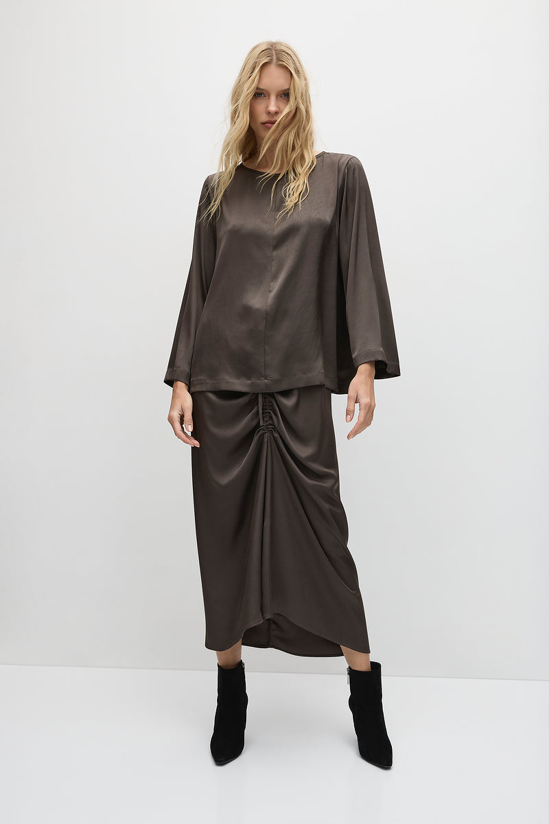 Mela Purdie LS Slice Neck Plaza F608 8702 - LEATHER