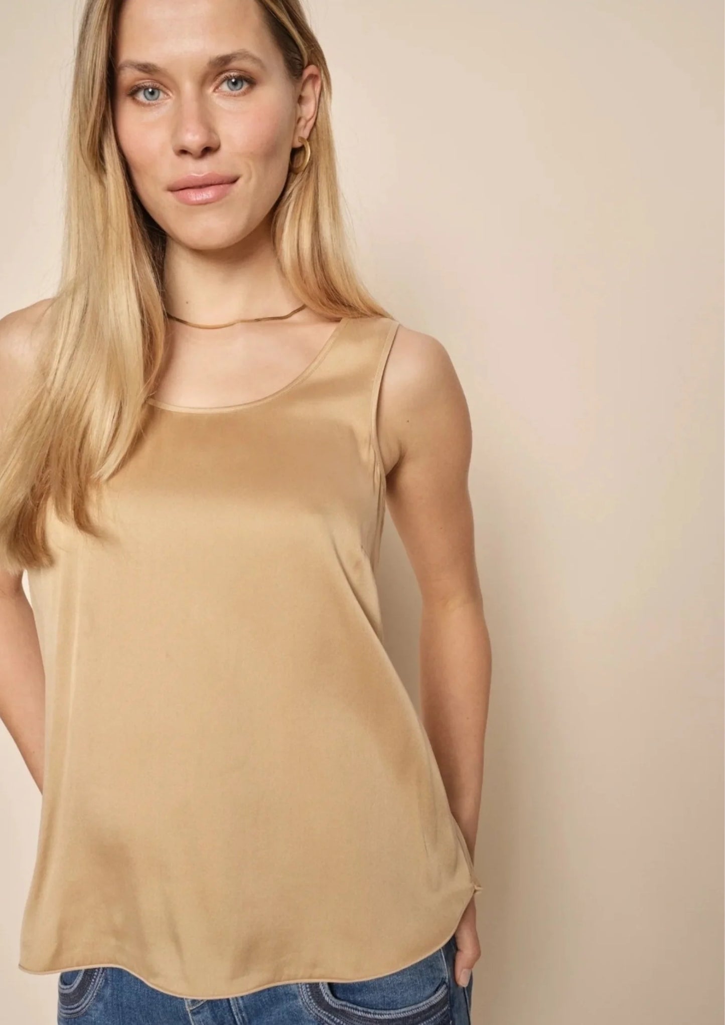 Mos Mosh Astrid Silk Tank Top - Tan