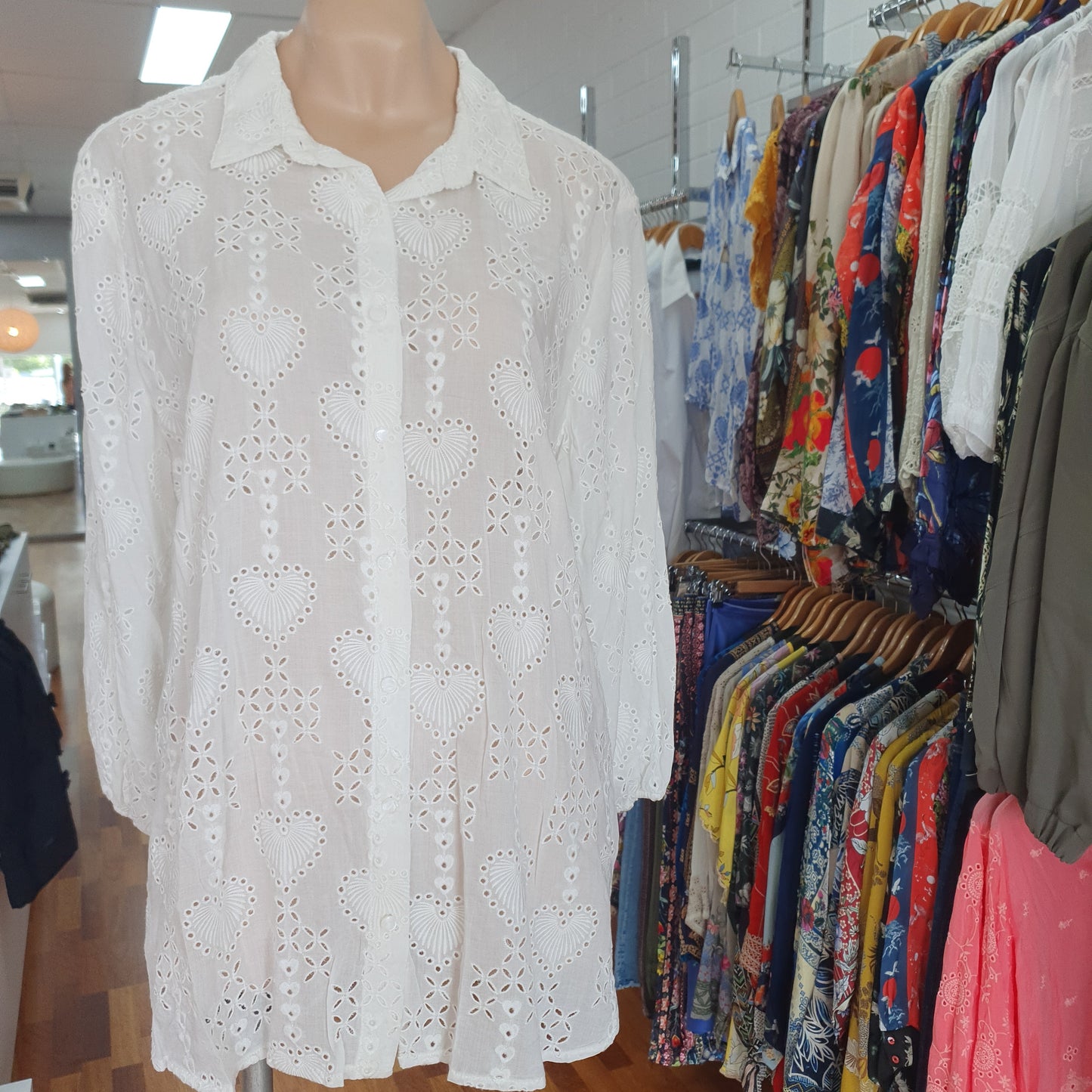 Johnny Was Maeve Button Down - Antique White