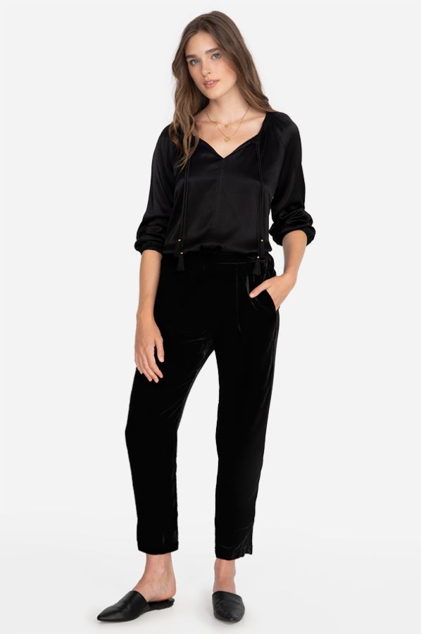 Johnny Was Patoshik Tapered Velvet Pant - Black