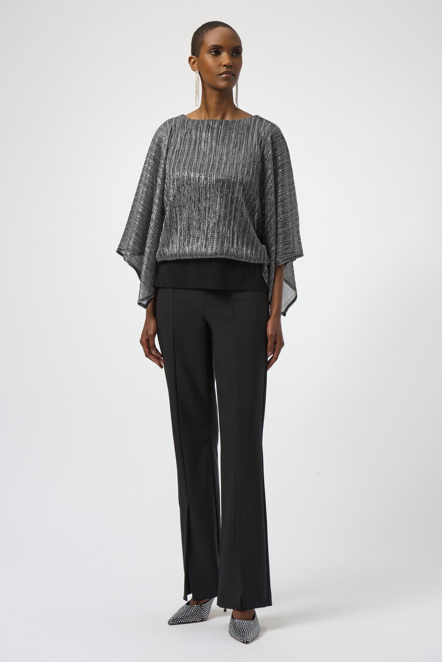 Joseph Ribkoff Sequined Pleated Knit Layered Top
254026