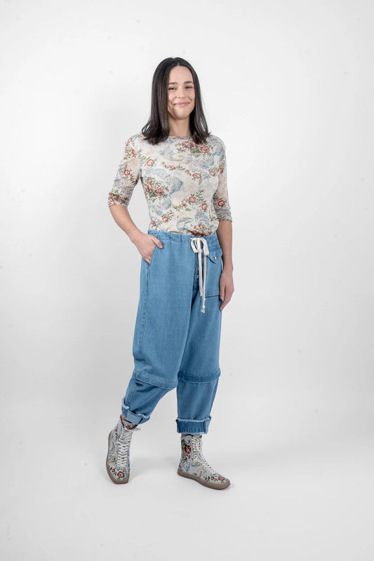 Maud Dainty Meadow Mesh Tee - Flowers
