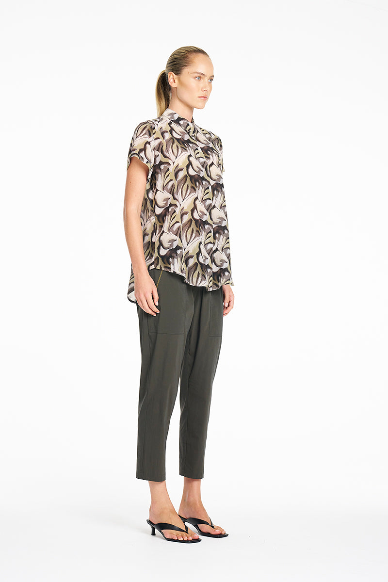 SEPTEMBER PRE ORDER Mela Purdie Soft Stand Shirt F864 8629 - Bayleaf Print