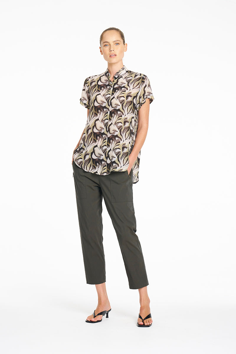 SEPTEMBER PRE ORDER Mela Purdie Soft Stand Shirt F864 8629 - Bayleaf Print