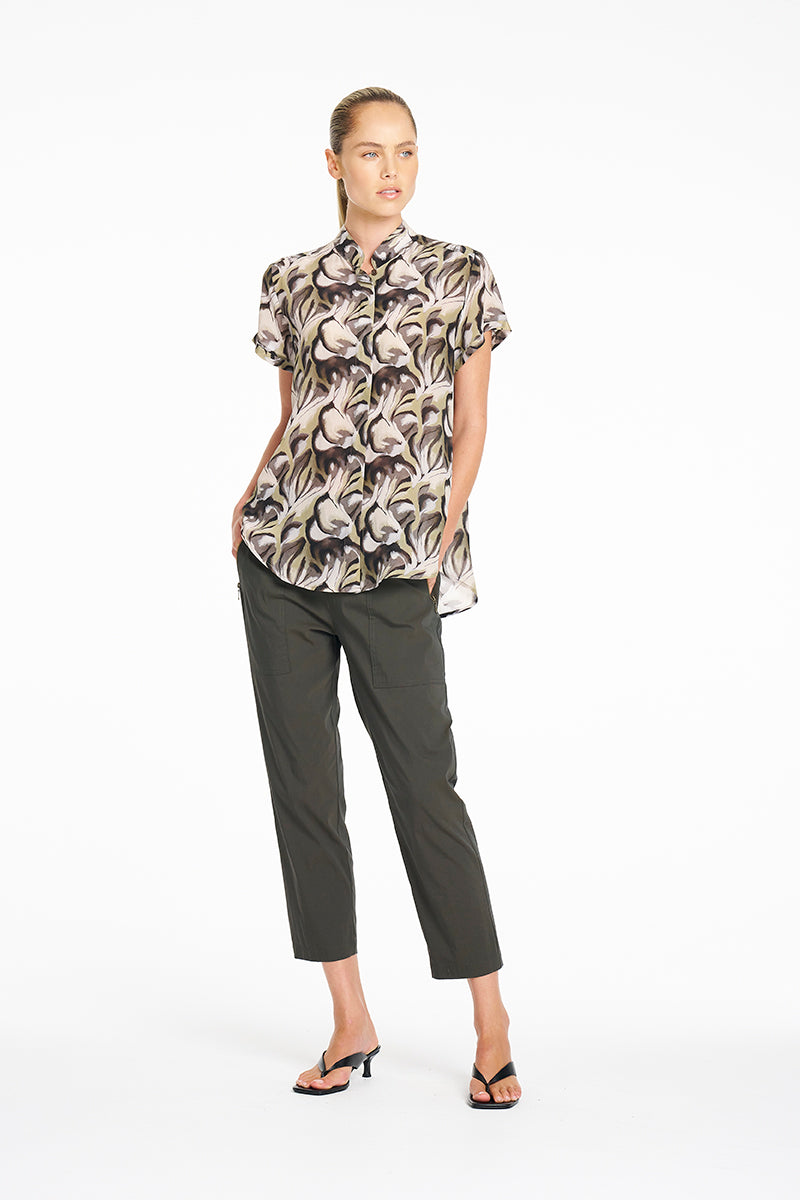 SEPTEMBER PRE ORDER Mela Purdie Soft Stand Shirt F864 8629 - Bayleaf Print