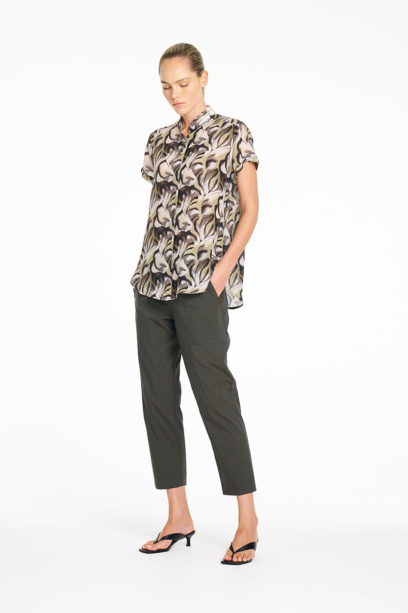SEPTEMBER PRE ORDER Mela Purdie Soft Stand Shirt F864 8629 - Bayleaf Print