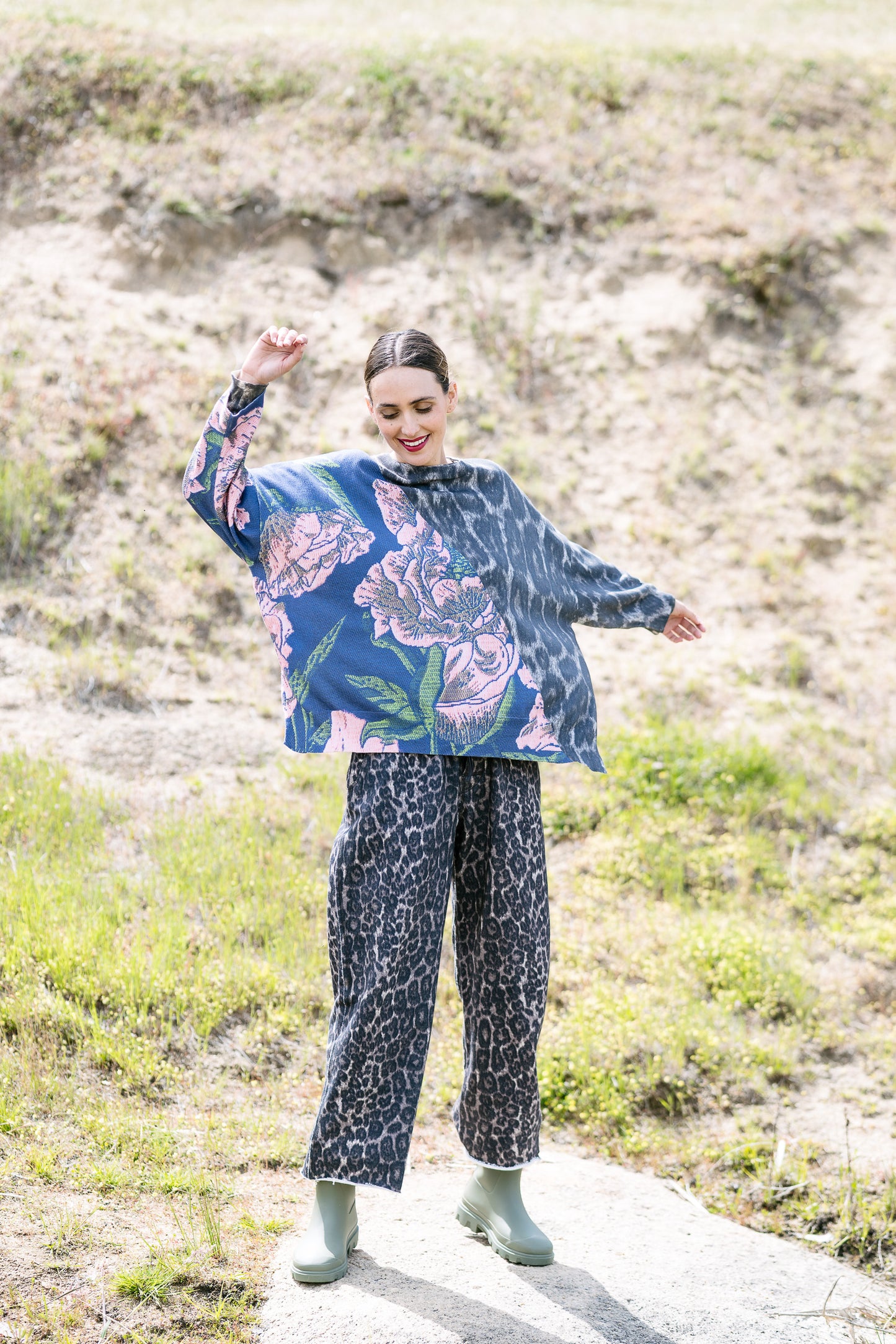 Maud Dainty Gauge Pant - Snow Leopard
