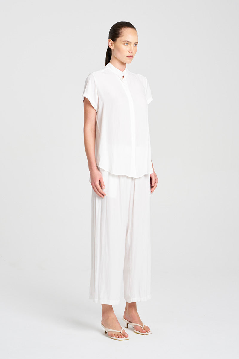 Mela Purdie Soft Stand Shirt F67 8629 - WHITE