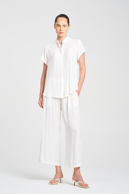 Mela Purdie Soft Stand Shirt F67 8629 - WHITE
