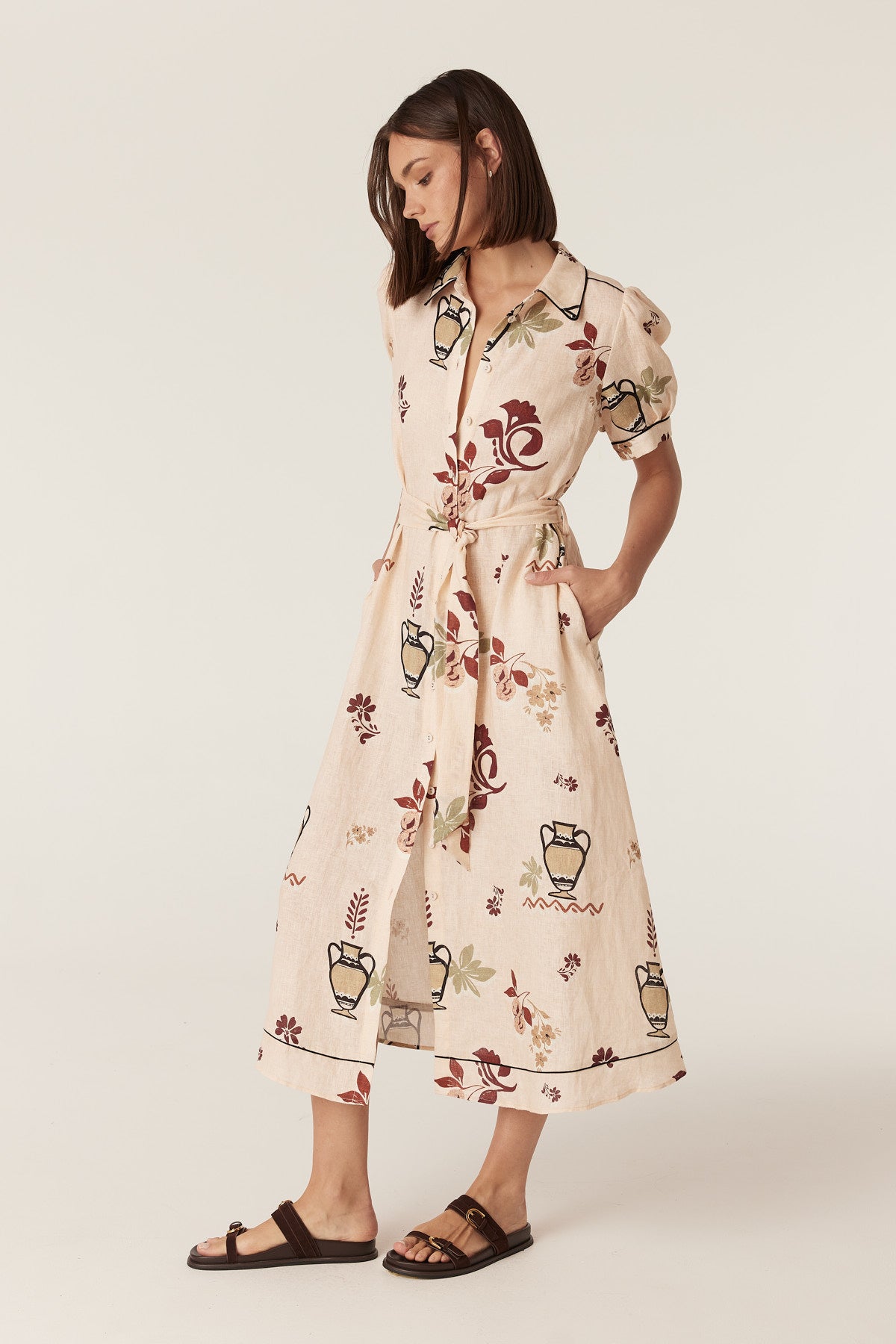 Cable Melbourne Avondale Linen Dress - Rustic Garden Print