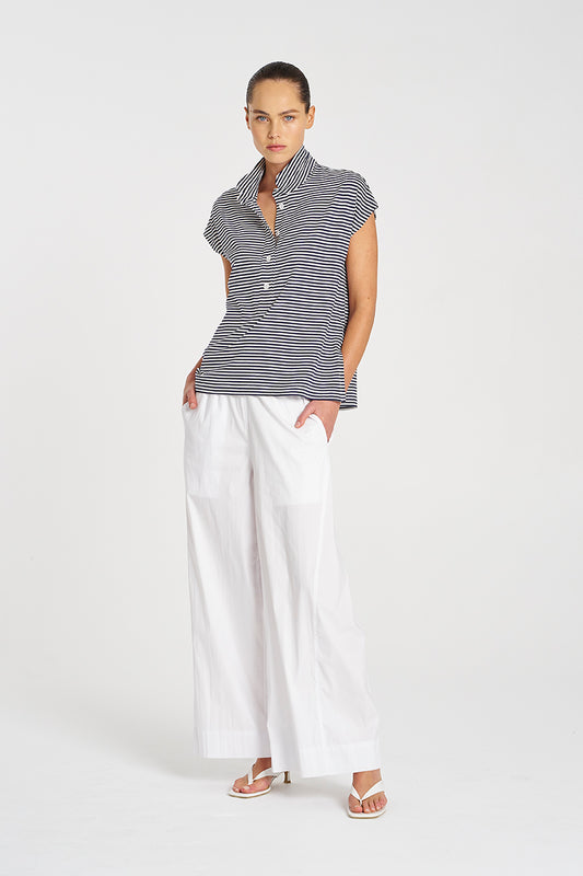 OCTOBER PRE ORDER Mela Purdie Henley Tank F538 8755 - Yacht Stripe Jersey