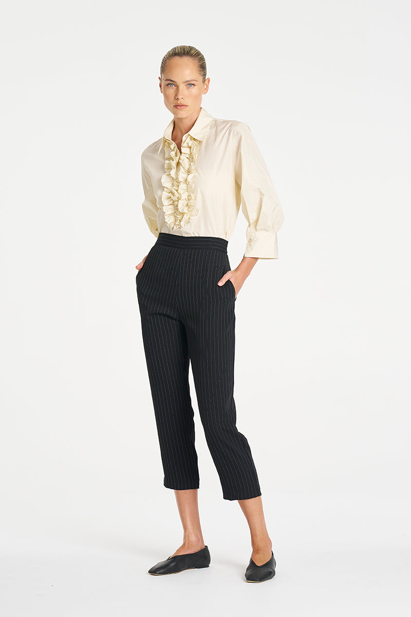 JULY PRE ORDER Mela Purdie Tapered Flat Pant F734 1831 - Black / Vanilla