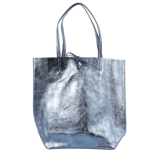 Maison Fanli Large Tote - Metallic Blue Jeans
