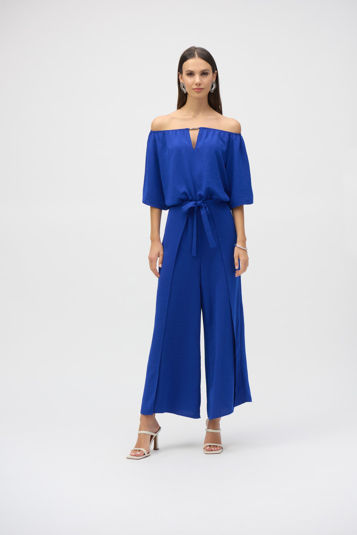 Joseph Ribkoff Gauze Off-Shoulder Culotte Jumpsuit ROYAL SAPPHIRE 
252170