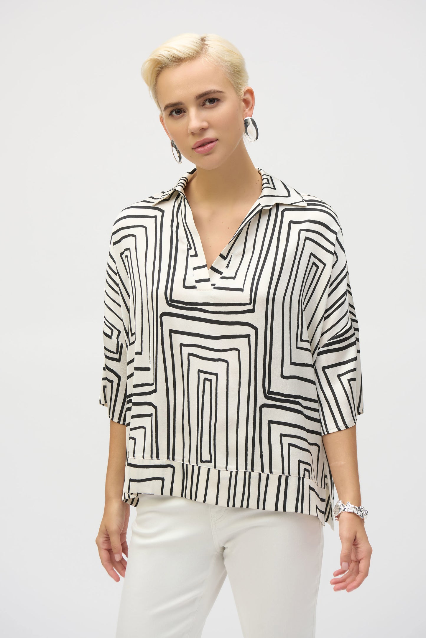 Joseph Ribkoff Satin Geometric Print Boxy Top
252060