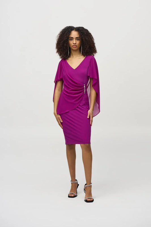 Joseph Ribkoff Silky Knit and Chiffon Sheath Dress
244017 ABSOLUTE GREEN
