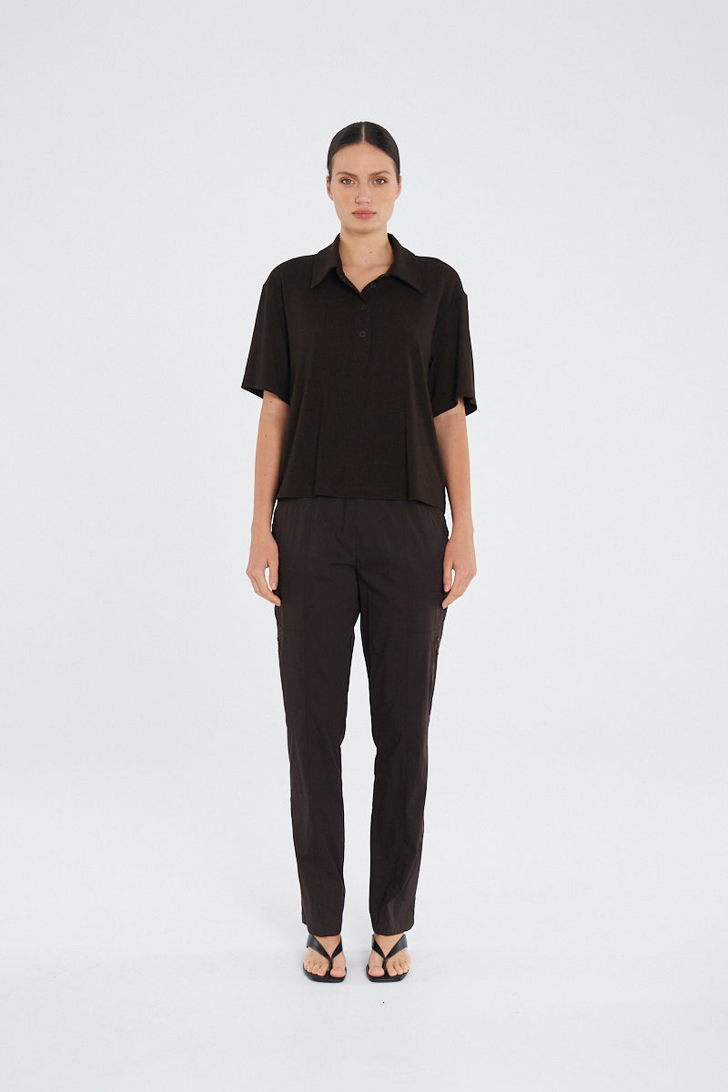 Mela Purdie  Box Tee Polo  F01 8894 -  FUDGE or BLACK