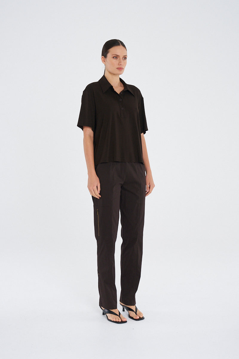 Mela Purdie  Box Tee Polo  F01 8894 -  FUDGE or BLACK