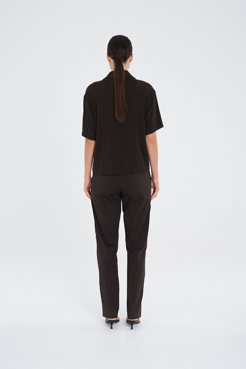 Mela Purdie  Box Tee Polo  F01 8894 -  FUDGE or BLACK
