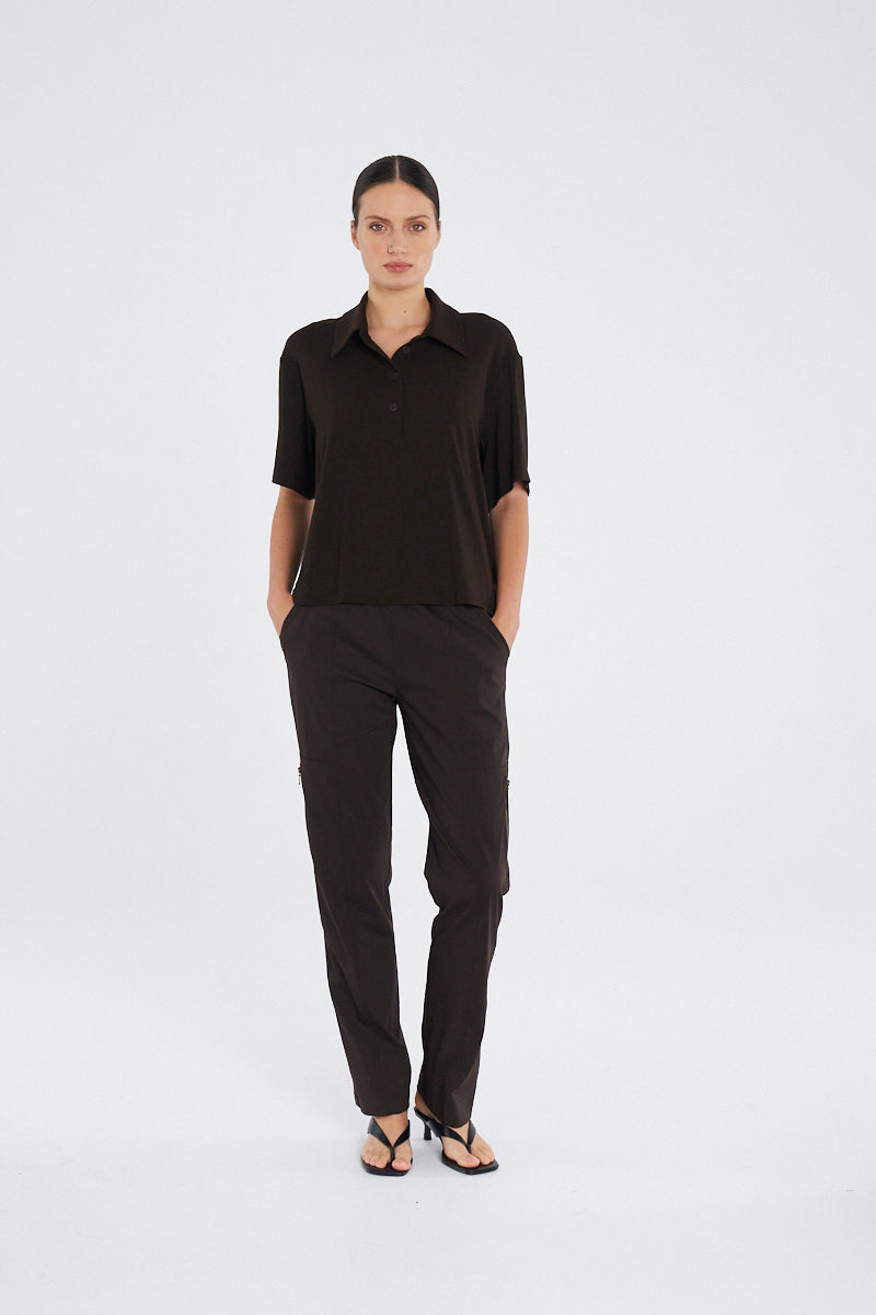 Mela Purdie  Box Tee Polo  F01 8894 -  FUDGE or BLACK