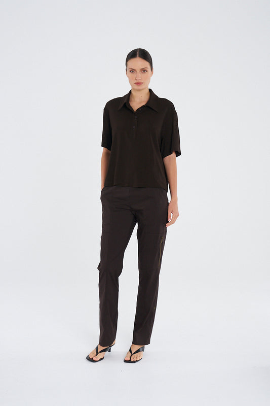Mela Purdie  Box Tee Polo  F01 8894 -  FUDGE or BLACK