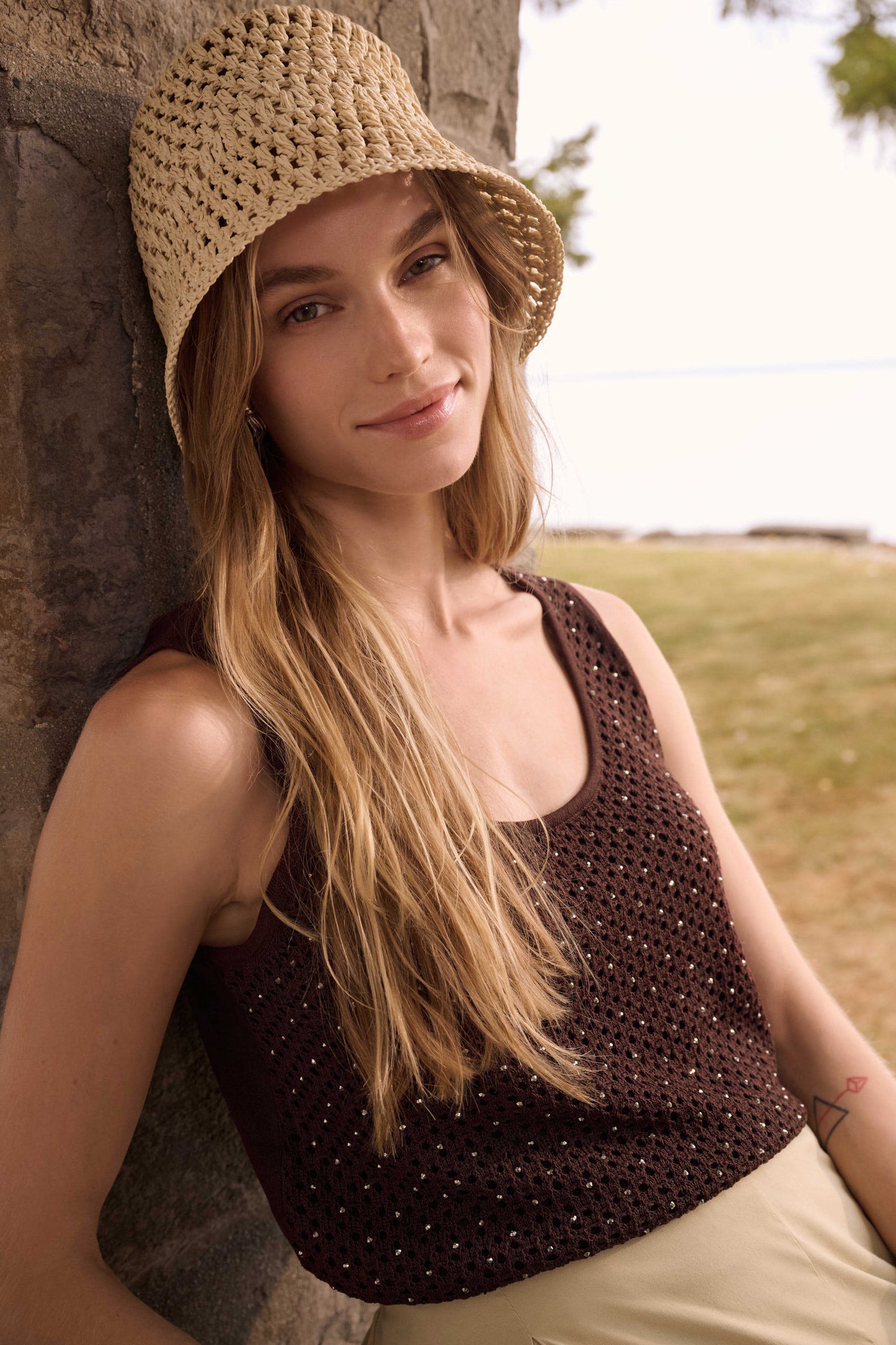 Joseph Ribkoff Embellished Knit Camisole 262957 MAHOGANY