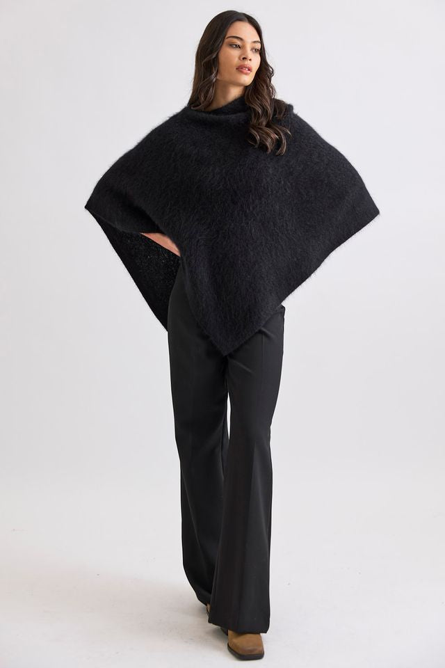 Mia Fratino Brushed Cape - Jet or Dark Chocolate